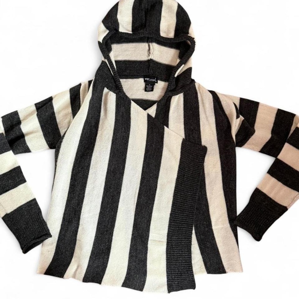 Y2K 2000s deadstock Wet Seal striped hoodie cardigan